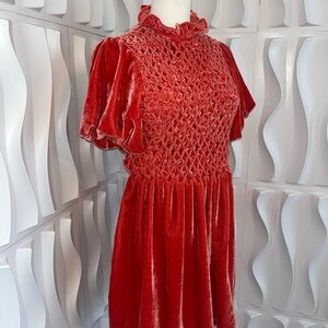 Free People Red Velvet Mini Dress